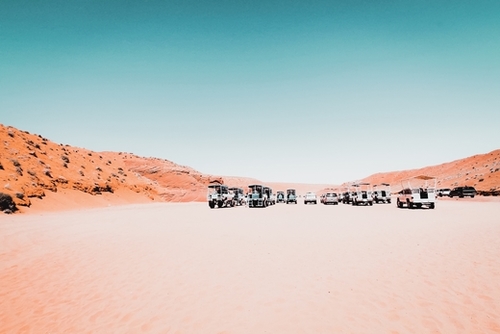 Parking lot in the desert at Antelope Canyon Arizona USA Mural by Timmy333