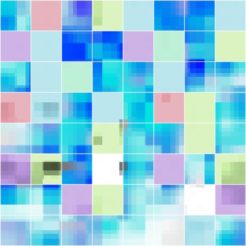 geometric pixel square pattern abstract background in blue pink green Mural by Timmy333