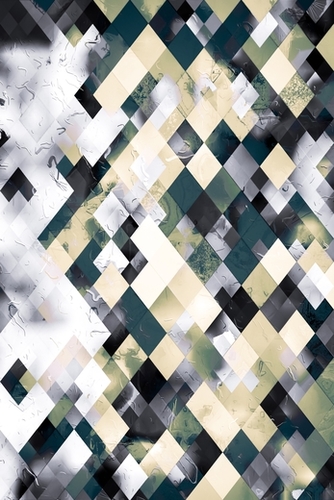 geometric square pixel pattern abstract art in green brown black Mural by Timmy333