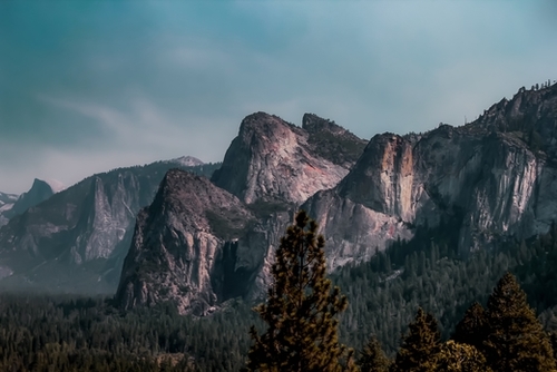 Mountains with blue sky at Yosemite national park California USA Mural by Timmy333