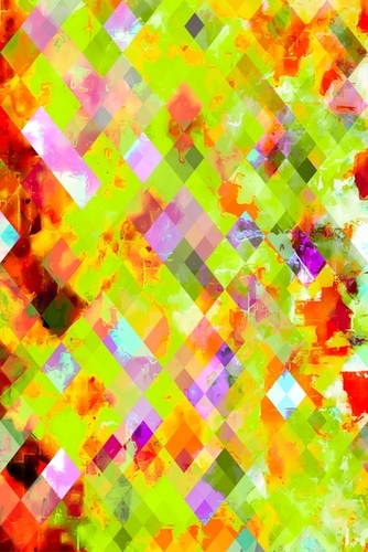 geometric pixel square pattern abstract background in green brown Mural by Timmy333