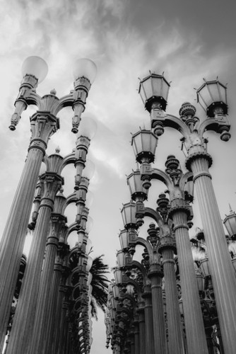 Urban Light at LACMA Los Angeles California USA in black and white Mural by Timmy333