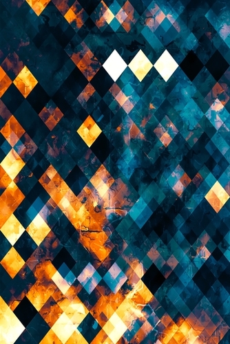 geometric square pixel pattern abstract background in blue orange brown Mural by Timmy333