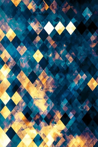 geometric pixel square pattern abstract background in blue brown orange Mural by Timmy333