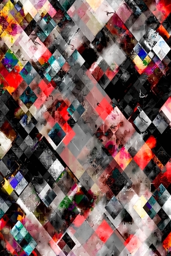 geometric pixel square pattern abstract background in red blue Mural by Timmy333