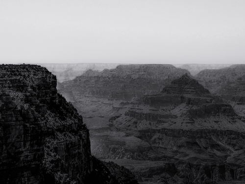 Desert in summer at Grand Canyon national park Arizona USA in black and white Mural by Timmy333