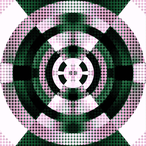 graphic design geometric symmetry circle pattern abstract background in green pink Mural by Timmy333