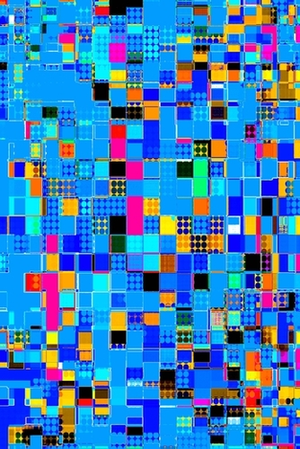 geometric pixel square pattern abstract background in blue pink yellow Mural by Timmy333