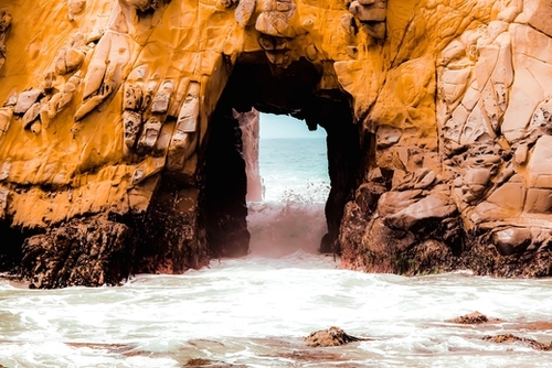 beach with big stone at Pfeiffer beach highway1 Big Sur California USA  Mural by Timmy333