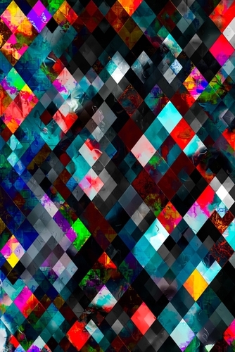 geometric pixel square pattern abstract art in blue red pink Mural by Timmy333