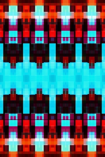 symmetry art graphic design pixel geometric square pattern abstract background in blue red brown Mural by Timmy333