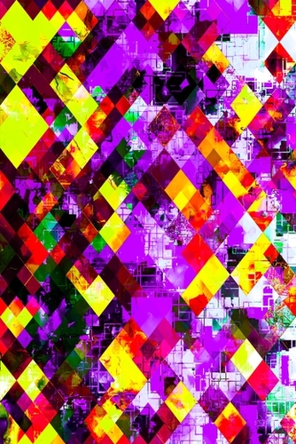 geometric pixel square pattern abstract background in purple yellow Mural by Timmy333