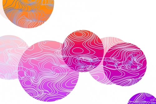 colorful geometric circle abstract background in pink purple orange Mural by Timmy333