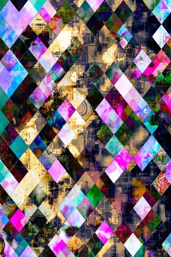 geometric pixel square pattern abstract background in pink blue brown Mural by Timmy333