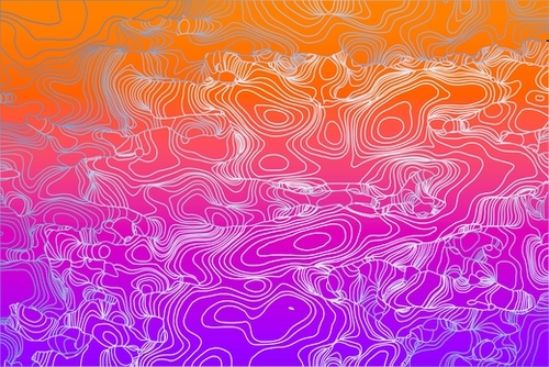 geometric fractal line abstract background in purple orange Mural by Timmy333