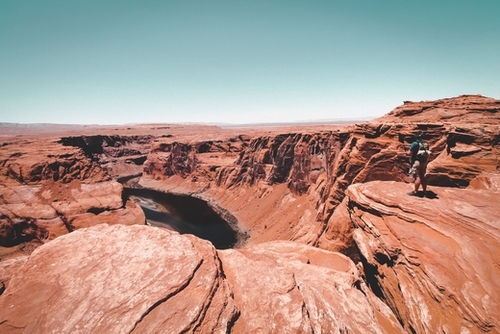 Summer scenery in the desert at Horseshoe Bend Arizona USA Mural by Timmy333