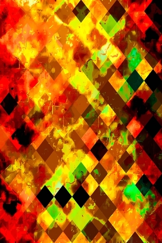 geometric square pixel pattern abstract background in yellow brown red Mural by Timmy333