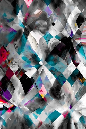 geometric pixel square pattern abstract background in blue purple Mural by Timmy333