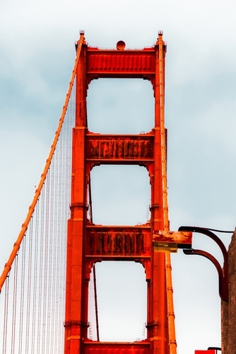 At Golden Gate Bridge with blue foggy sky, San Francisco, USA Mural by Timmy333