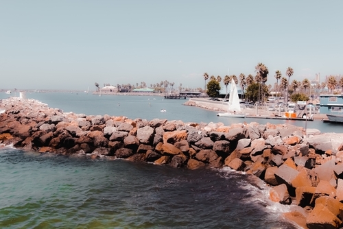 Summer beach with blue sky at Redondo beach California USA Mural by Timmy333