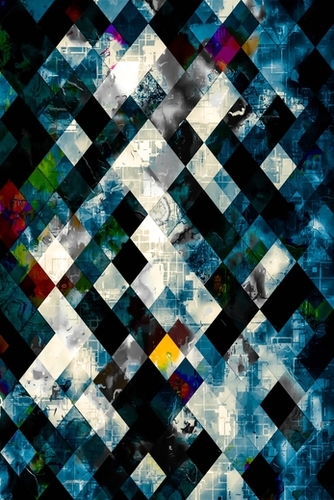 geometric pixel square pattern abstract background in blue black Mural by Timmy333