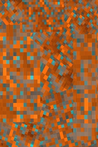 geometric pixel square pattern abstract background in orange blue Mural by Timmy333