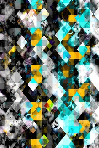 geometric pixel square pattern abstract background in blue yellow black Mural by Timmy333