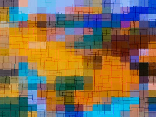 geometric square pixel pattern abstract background in brown and blue Mural by Timmy333