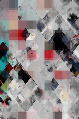 geometric pixel square pattern abstract background in red blue Mural by Timmy333
