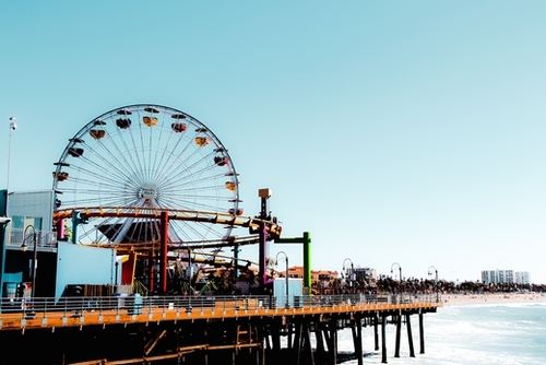 Ferris wheel at Santa Monica pier California USA  Mural by Timmy333