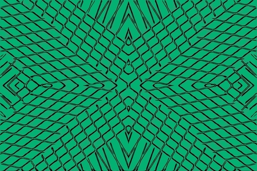 geometric symmetry line pattern abstract in green Mural by Timmy333