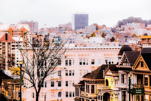 City view at Alamo Square, San Francisco, California, USA Mural by Timmy333