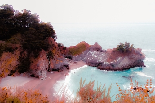 waterfall in the west coast at Mcway Falls, Big Sur, Highway 1, California, USA Mural by Timmy333