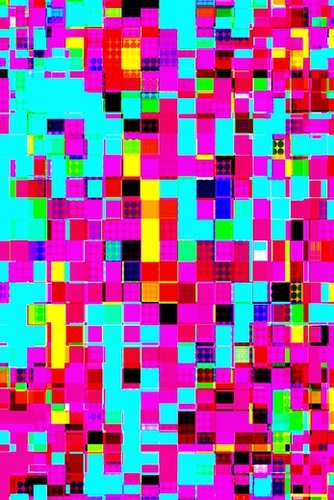 geometric pixel square pattern abstract background in pink blue yellow Mural by Timmy333