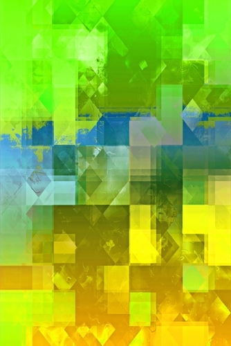geometric pixel square pattern abstract background in green blue yellow Mural by Timmy333