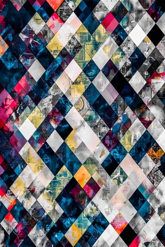 geometric pixel square pattern abstract background in blue pink Mural by Timmy333