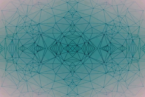 fractal graphic design geometric symmetry line pattern abstract background in blue Mural by Timmy333