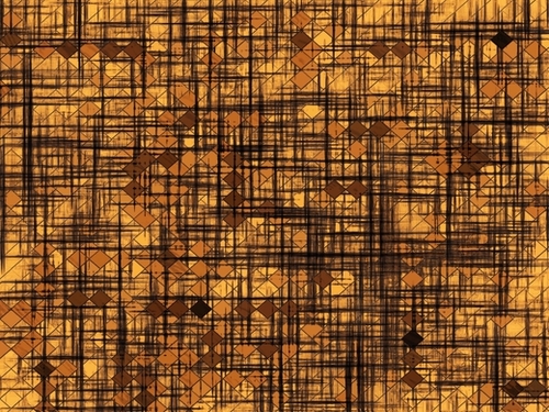 geometric square pixel pattern abstract in brown Mural by Timmy333