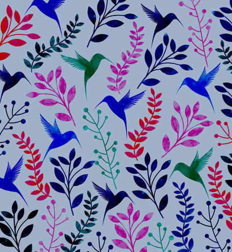 WATERCOLOR FLORAL AND BIRDS X 0.2 Mural by Amir Faysal