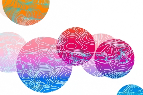 colorful geometric circle abstract background in pink blue purple orange Mural by Timmy333
