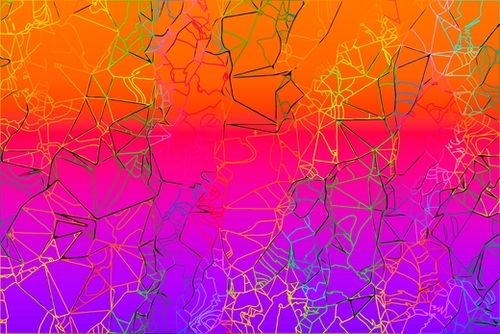 geometric line art abstract background in purple pink orange blue Mural by Timmy333