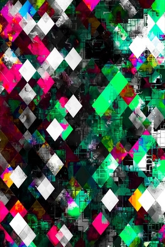 graphic design geometric pixel square pattern abstract background in green pink blue Mural by Timmy333
