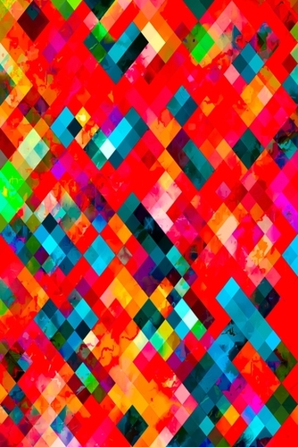 geometric pixel square pattern abstract background in red blue Mural by Timmy333