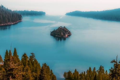 Island and lake view at Emerald Bay Lake Tahoe California USA Mural by Timmy333