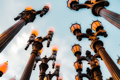 Urban Lights pole with blue sky at LACMA, Los Angeles, California, USA with blue sky Mural by Timmy333