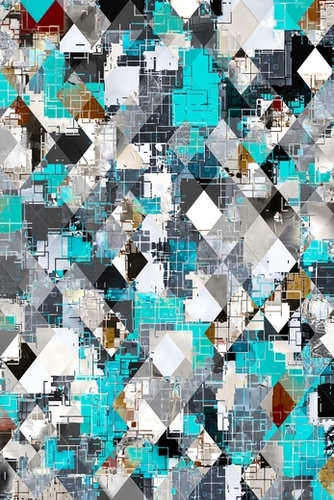 geometric pixel square pattern abstract background in blue brown Mural by Timmy333