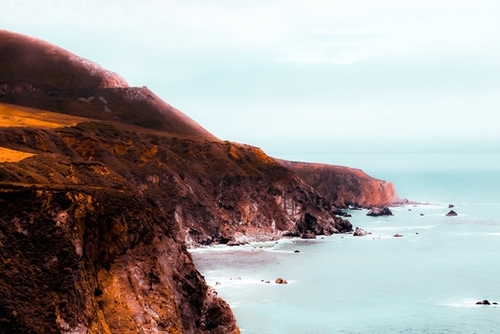 Mountains with ocean view at Big Sur, Highway 1, California, USA Mural by Timmy333