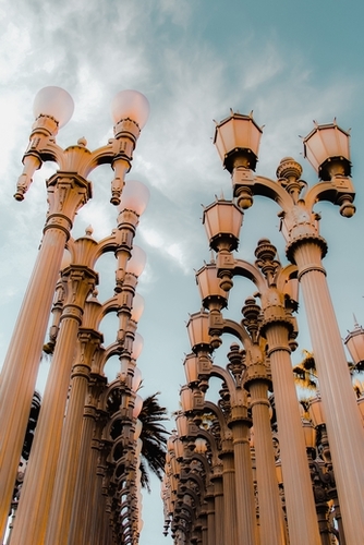 Urban Light LACMA Los Angeles California USA with blue sky Mural by Timmy333