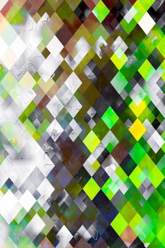 geometric pixel square pattern abstract background in green brown Mural by Timmy333