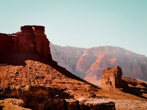 Desert and sandstone with blue sky in summer in Utah USA Mural by Timmy333